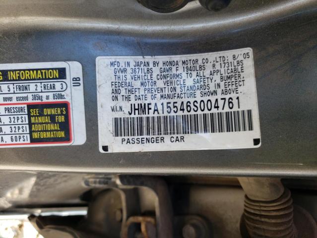 Photo 10 from auction – 2006 HONDA CIVIC LX with VIN JHMFA15546S004761