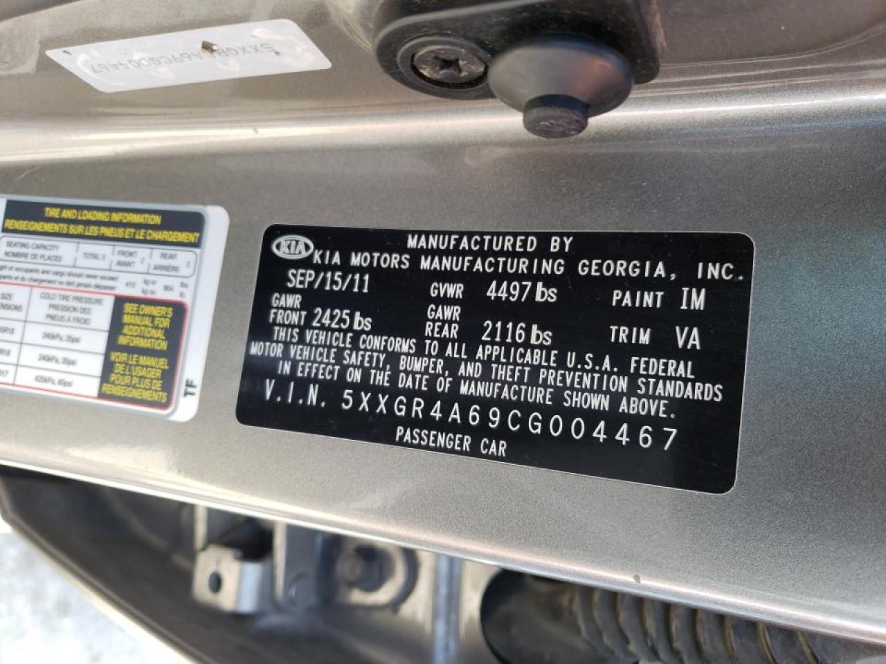 Photo 10 from auction – 2012 KIA OPTIMA SX with VIN 5XXGR4A69CG004467
