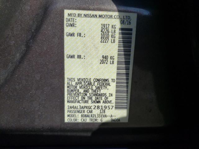 Photo 10 from auction – 2016 NISSAN ALTIMA 2.5 with VIN 1N4AL3APXGC281957