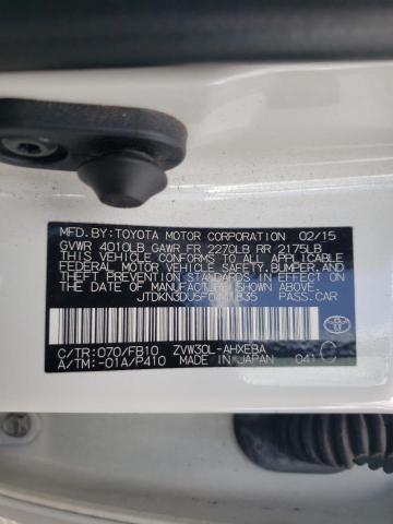 Photo 10 from auction – 2015 TOYOTA PRIUS with VIN JTDKN3DU5F0441835