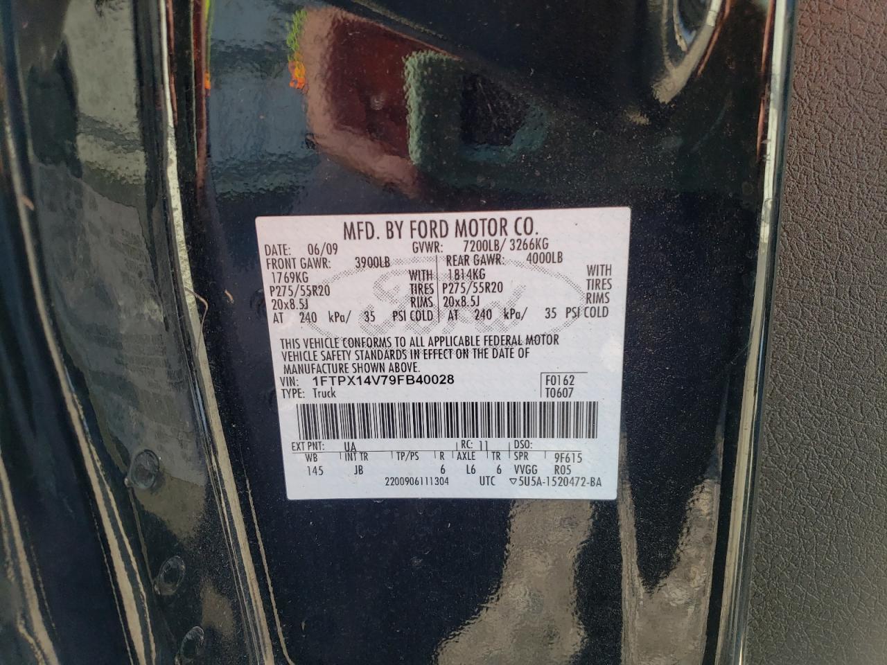 Photo 10 from auction – 2009 FORD F150 SUPER with VIN 1FTPX14V79FB40028