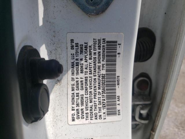 Photo 10 from auction – 2010 HONDA CIVIC VP with VIN 19XFA1F35AE002382