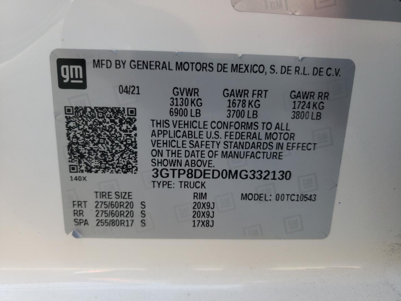 Photo 10 from auction – 2021 GMC SIERRA C15 with VIN 3GTP8DED0MG332130