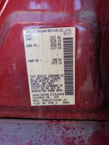 Photo 10 from auction – 2017 NISSAN ALTIMA 2.5 with VIN 1N4AL3AP5HC231694