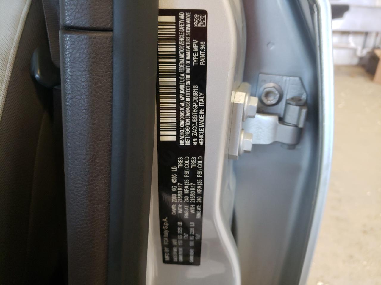 Photo 10 from auction – 2016 JEEP RENEGADE L with VIN ZACCJBBT6GPD66918