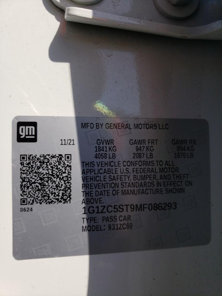 Photo 10 from auction – 2021 CHEVROLET MALIBU LS with VIN 1G1ZC5ST9MF086293