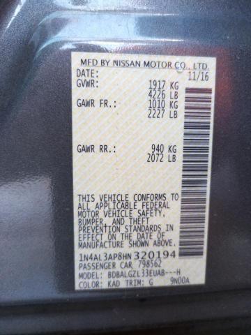 Photo 10 from auction – 2017 NISSAN ALTIMA 2.5 with VIN 1N4AL3AP8HN320194