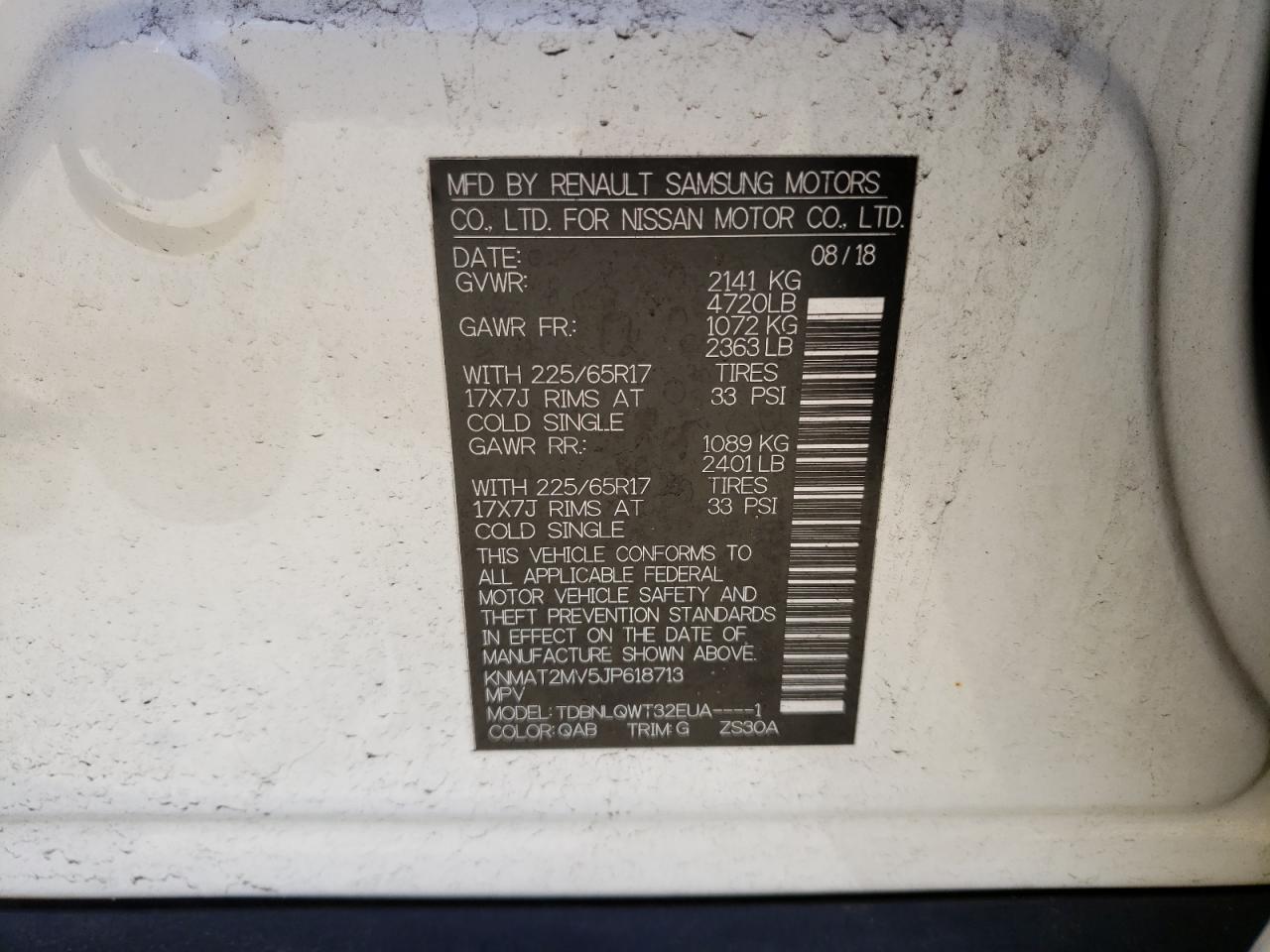 Photo 10 from auction – 2018 NISSAN ROGUE S with VIN KNMAT2MV5JP618713