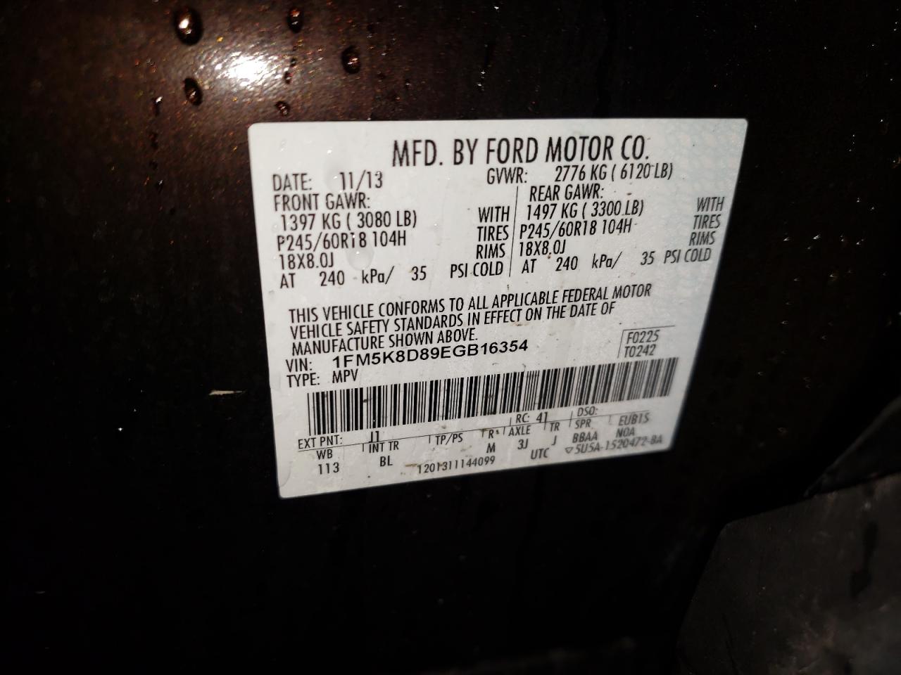 Photo 10 from auction – 2014 FORD EXPLORER X with VIN 1FM5K8D89EGB16354