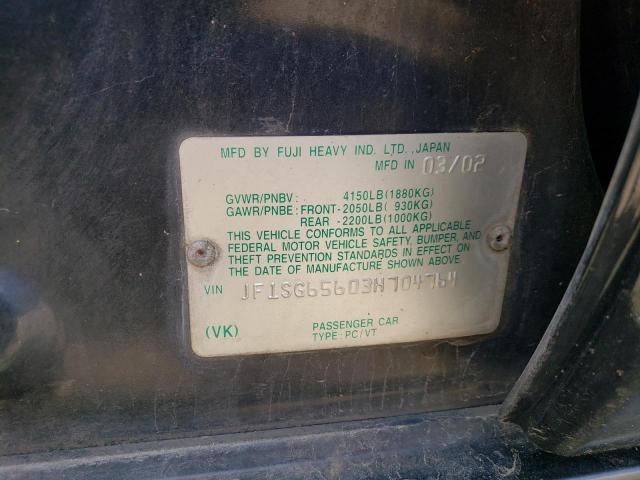 Photo 10 from auction – 2003 SUBARU FORESTER 2 with VIN JF1SG65603H704764