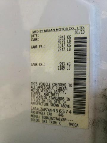 Photo 10 from auction – 2010 NISSAN ALTIMA BAS with VIN 1N4AL2AP7AN456574