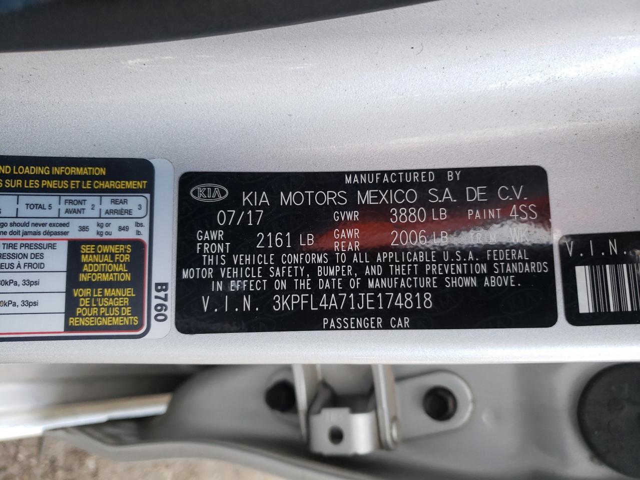 Photo 10 from auction – 2018 KIA FORTE LX with VIN 3KPFL4A71JE174818