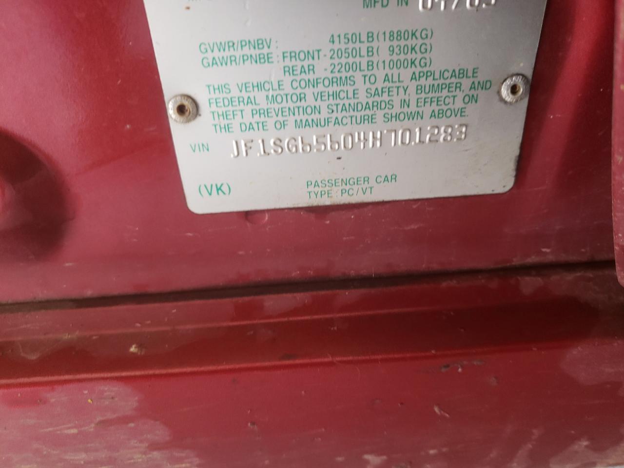 Photo 10 from auction – 2004 SUBARU FORESTER 2 with VIN JF1SG65604H701283