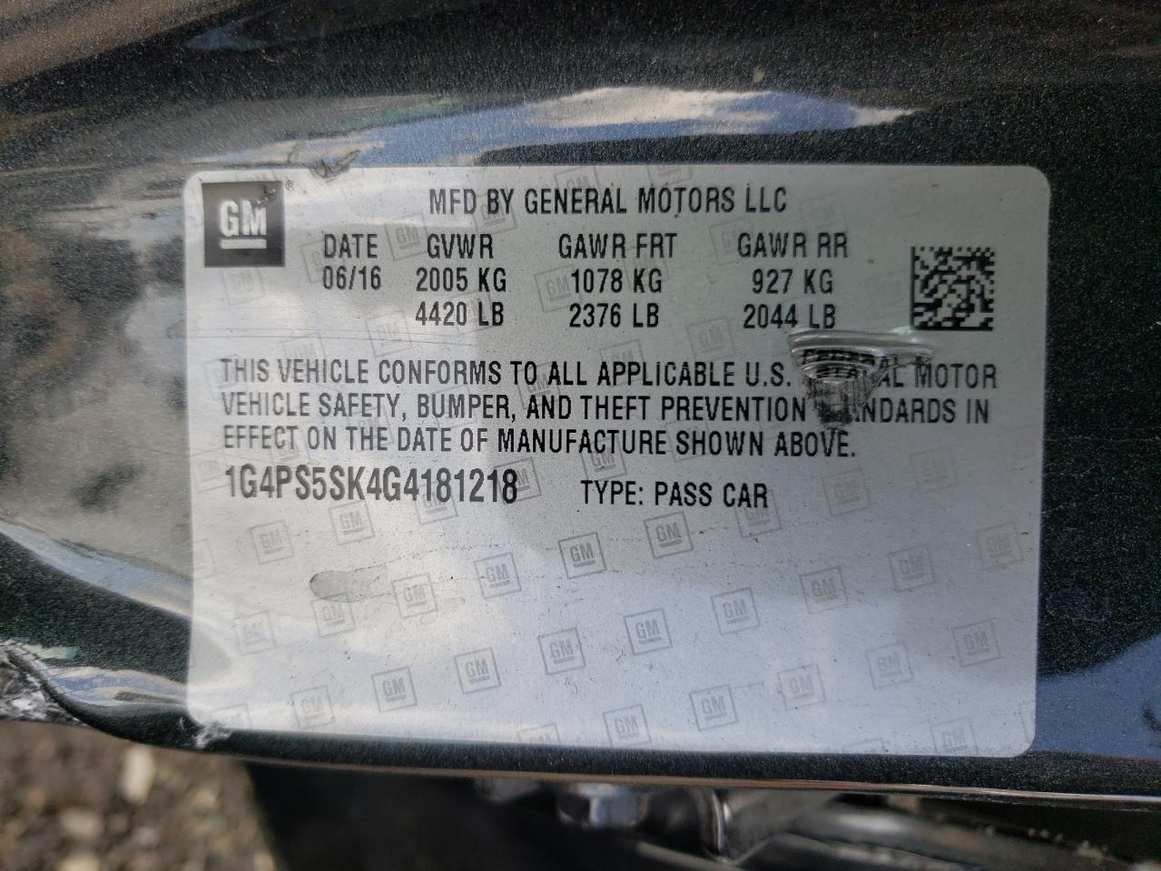 Photo 10 from auction – 2016 BUICK VERANO with VIN 1G4PS5SK4G4181218