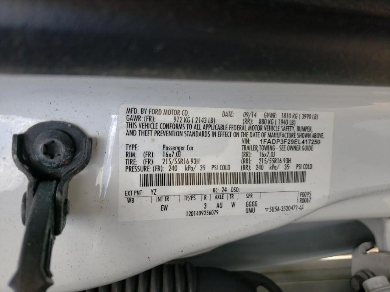 Photo 10 from auction – 2014 FORD FOCUS SE with VIN 1FADP3F29EL417250