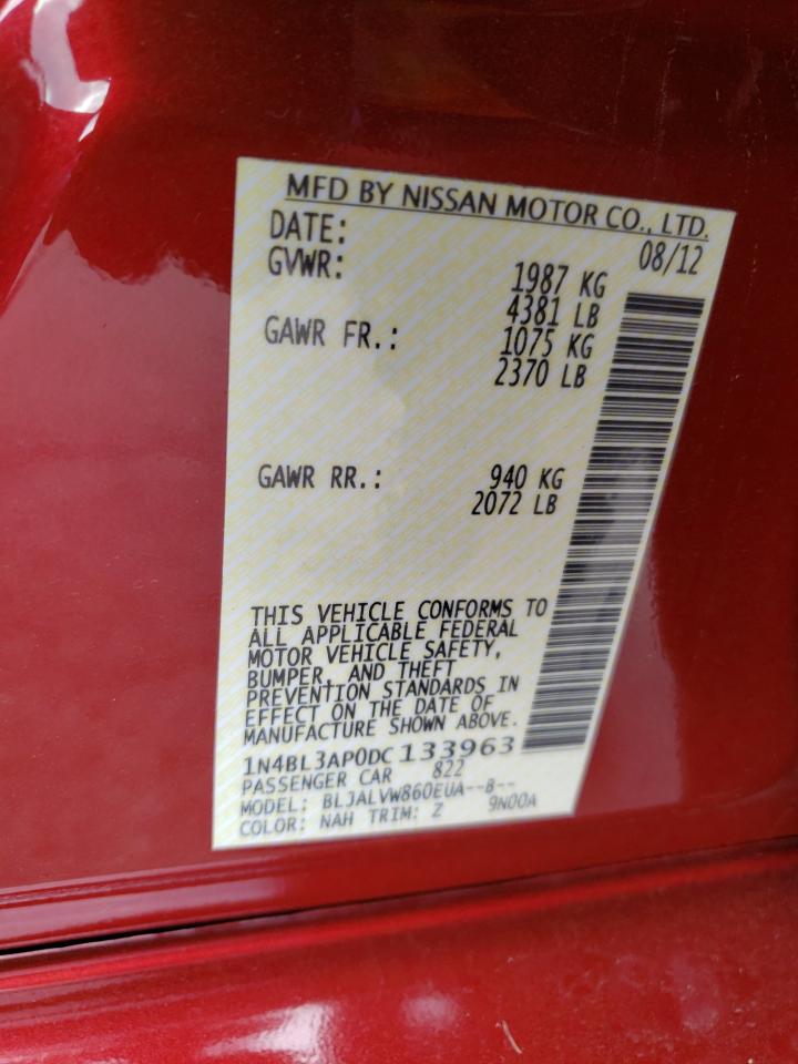 Photo 10 from auction – 2013 NISSAN ALTIMA 3.5 with VIN 1N4BL3AP0DC133963