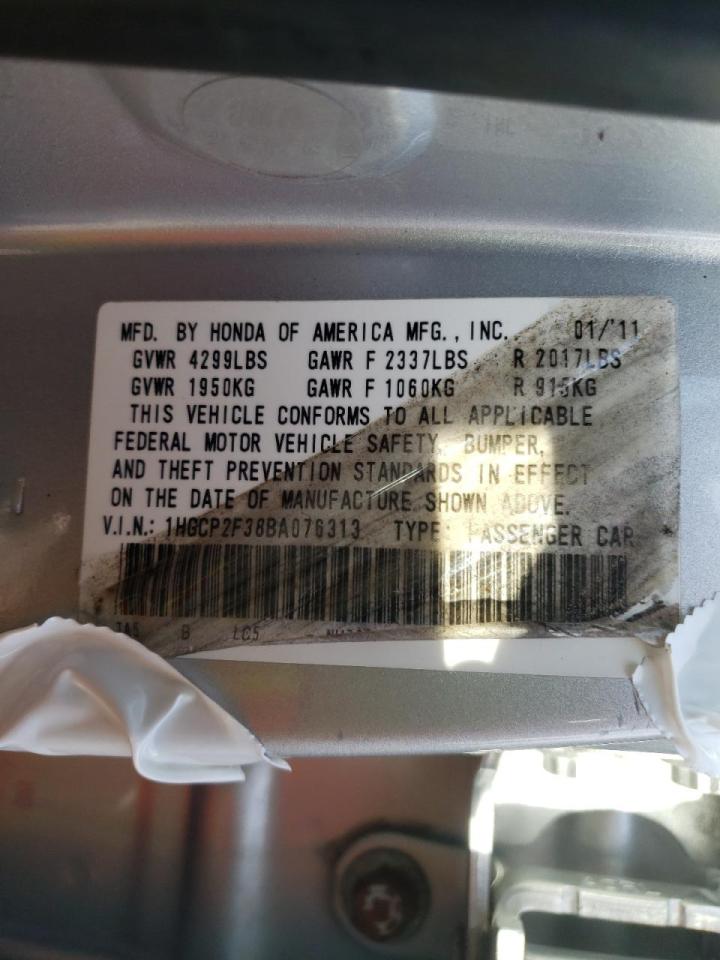 Photo 10 from auction – 2011 HONDA ACCORD LX with VIN 1HGCP2F38BA076313
