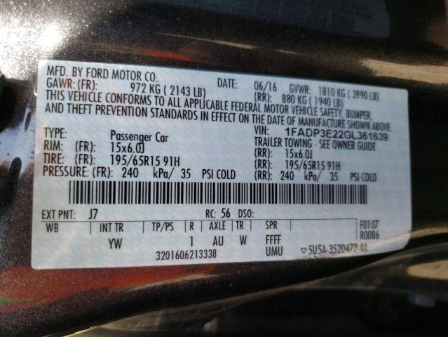Photo 10 from auction – 2016 FORD FOCUS S with VIN 1FADP3E22GL361639