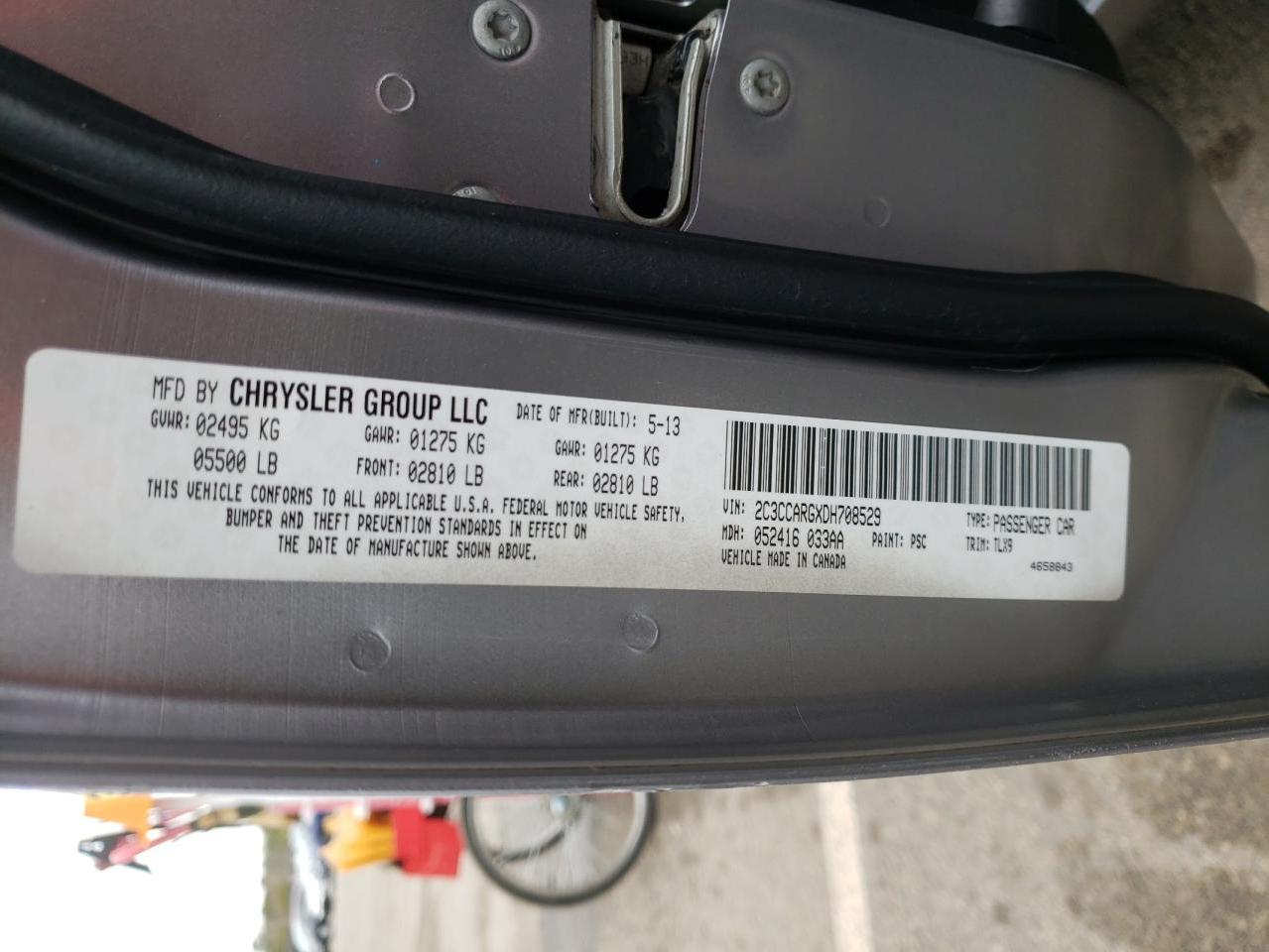 Photo 10 from auction – 2013 CHRYSLER 300 with VIN 2C3CCARGXDH708529