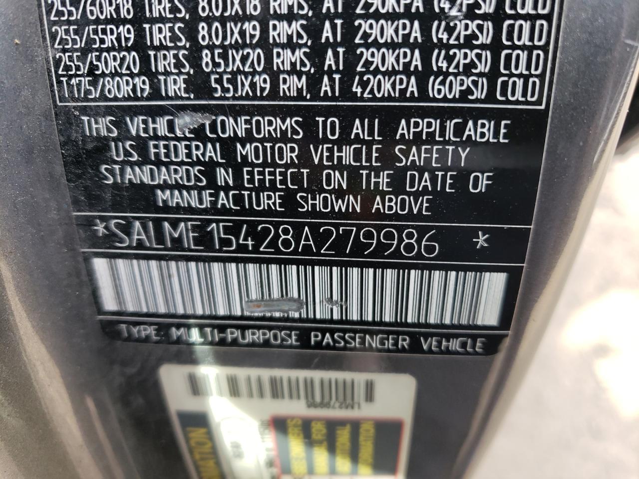 Photo 10 from auction – 2008 LAND ROVER RANGE ROVE with VIN SALME15428A279986