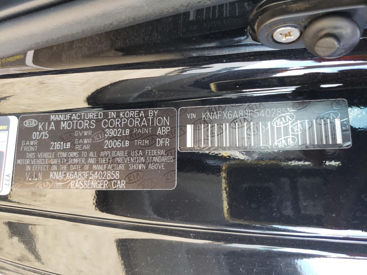 Photo 10 from auction – 2015 KIA FORTE EX with VIN KNAFX6A83F5402858