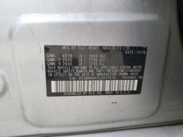 Photo 10 from auction – 2016 SUBARU LEGACY 2.5 with VIN 4S3BNAA62G3027910