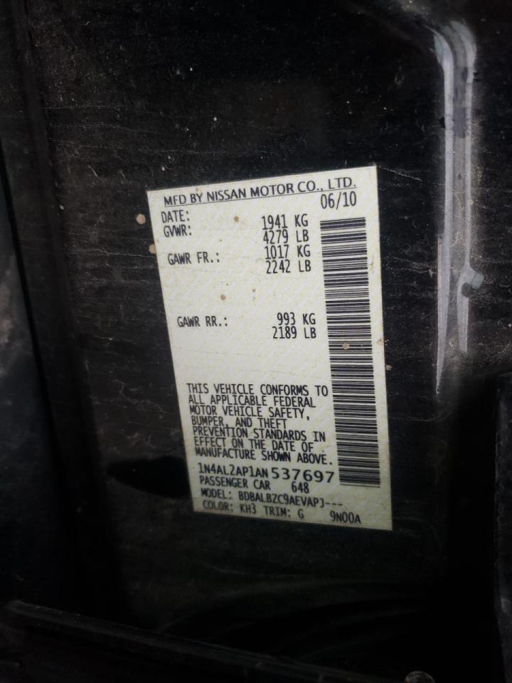 Photo 10 from auction – 2010 NISSAN ALTIMA BAS with VIN 1N4AL2AP1AN537697
