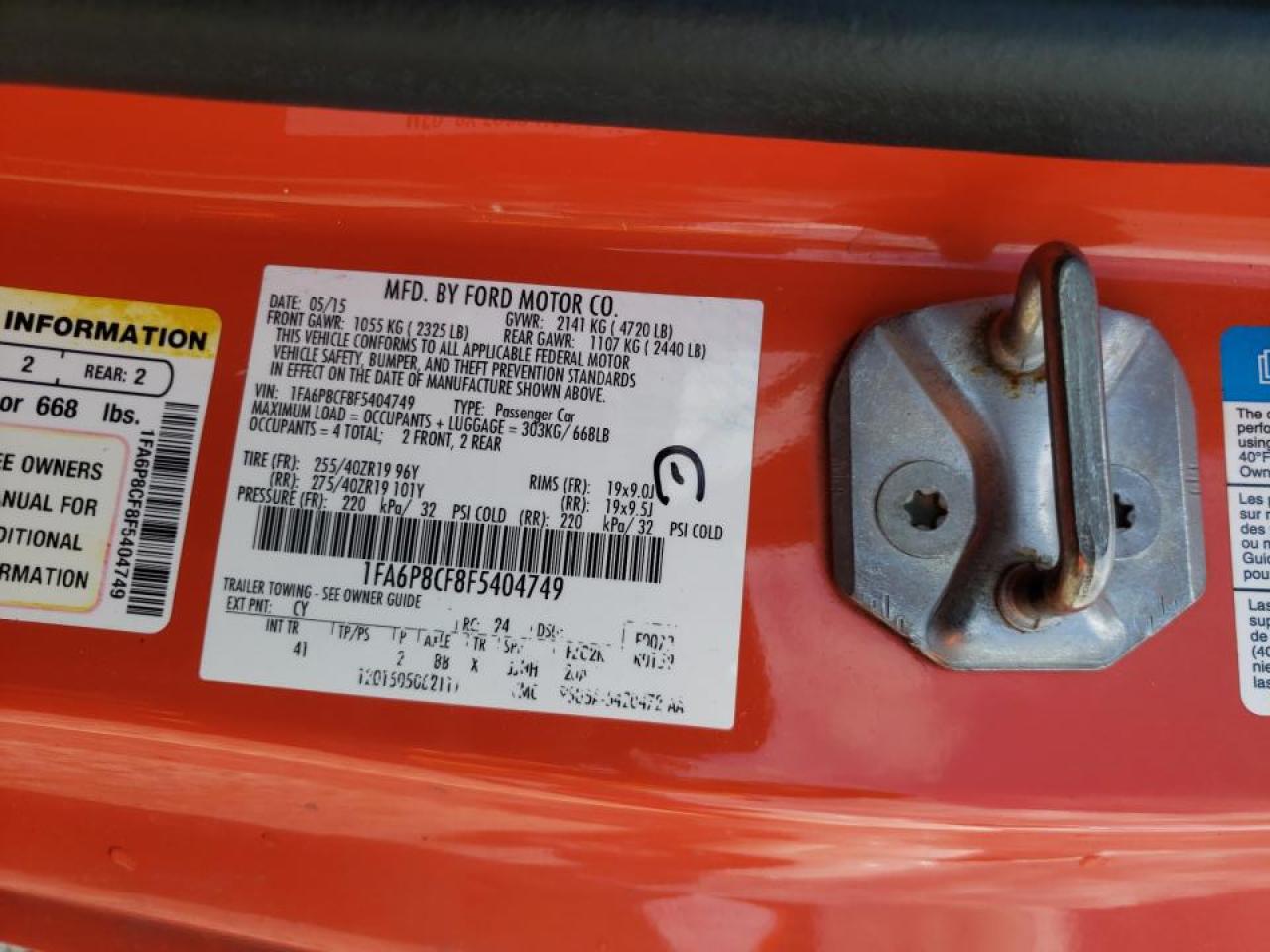 Photo 10 from auction – 2015 FORD MUSTANG GT with VIN 1FA6P8CF8F5404749