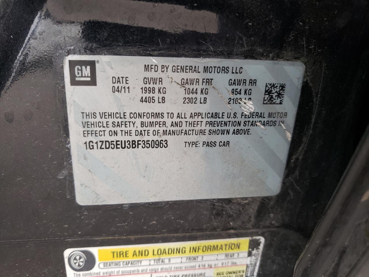 Photo 10 from auction – 2011 CHEVROLET MALIBU 2LT with VIN 1G1ZD5EU3BF350963