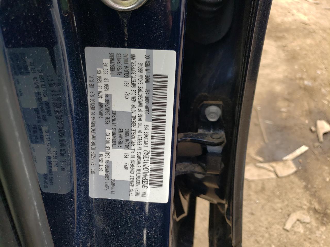 Photo 10 from auction – 2019 MAZDA 3 SELECT with VIN 3MZBPAAL0KM113642