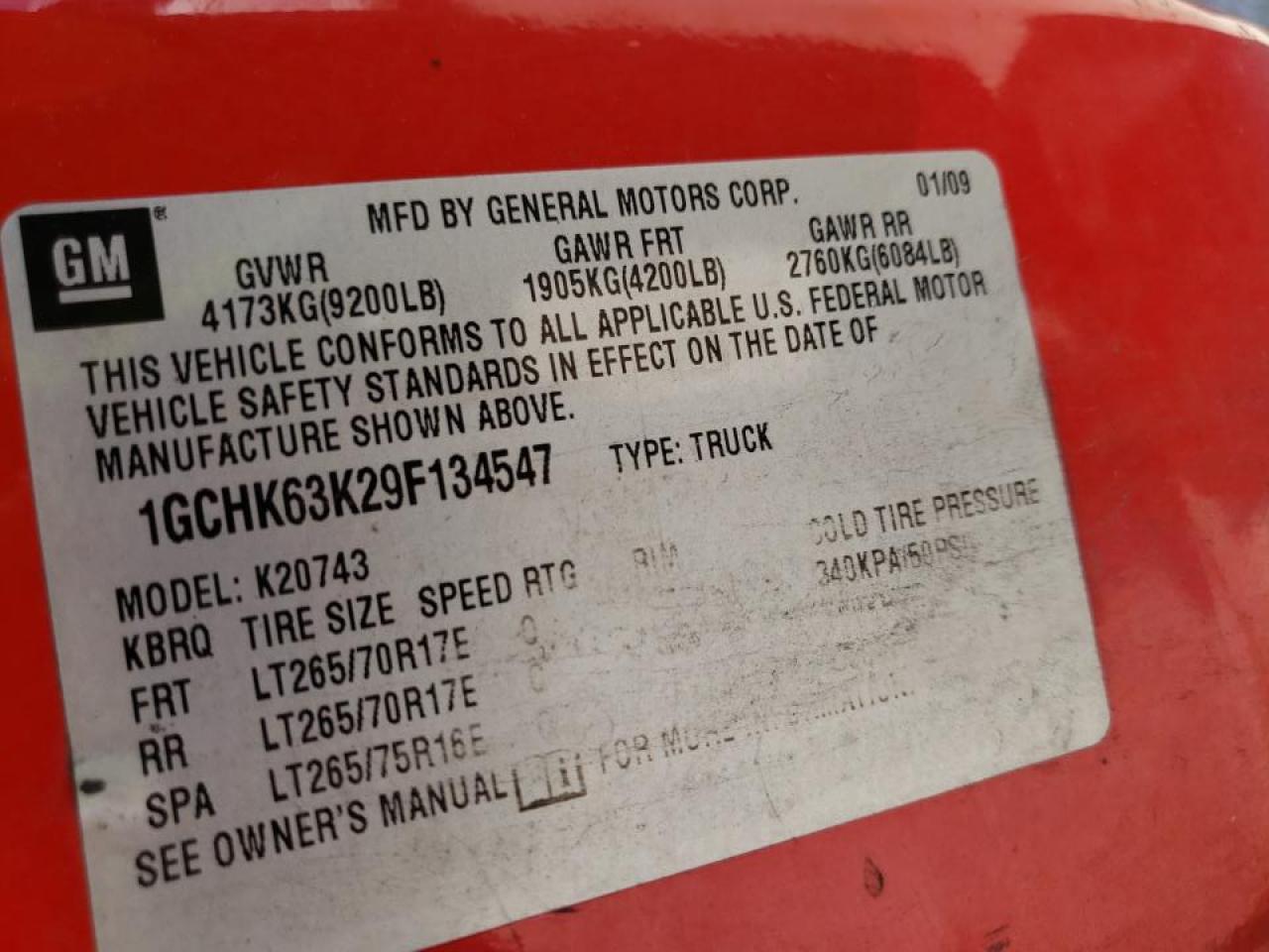 Photo 10 from auction – 2009 CHEVROLET SILVERADO with VIN 1GCHK63K29F134547