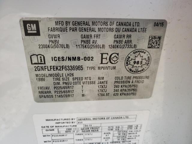 Photo 10 from auction – 2015 CHEVROLET EQUINOX with VIN 2GNFLFEK2F6336965