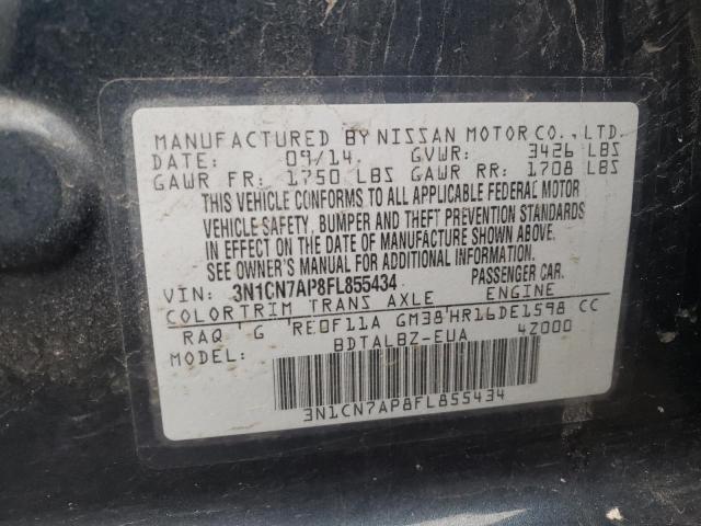 Photo 10 from auction – 2015 NISSAN VERSA S with VIN 3N1CN7AP8FL855434