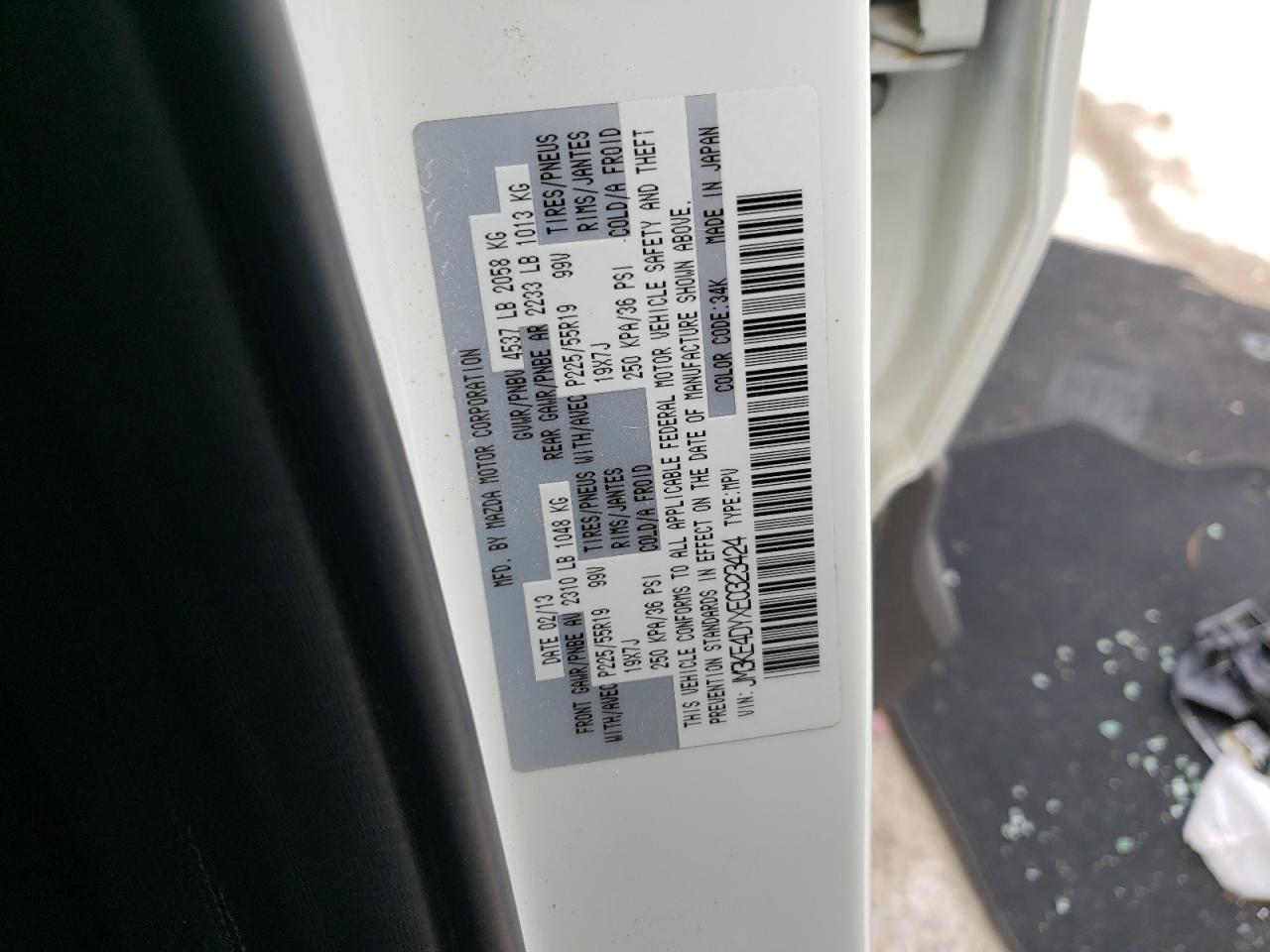 Photo 10 from auction – 2014 MAZDA CX-5 GT with VIN JM3KE4DYXE0323424