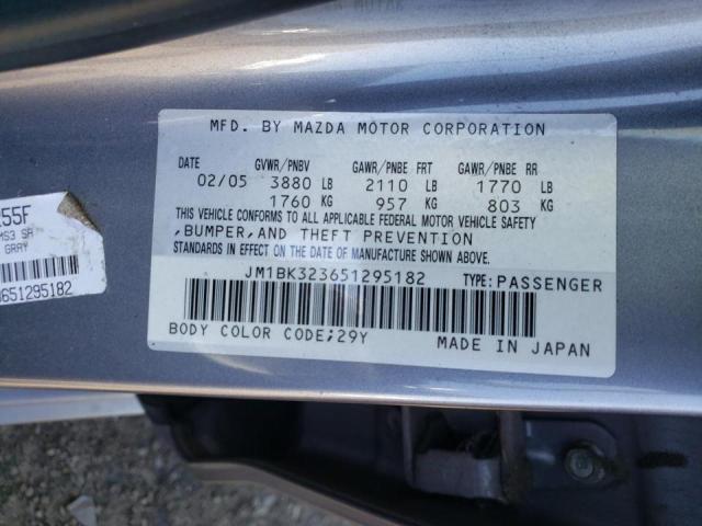 Photo 9 from auction – 2005 MAZDA 3 S with VIN JM1BK323651295182