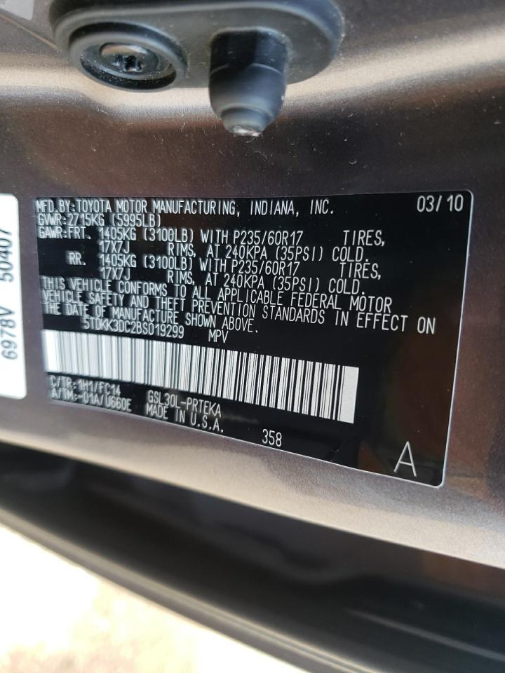 Photo 10 from auction – 2011 TOYOTA SIENNA LE with VIN 5TDKK3DC2BS019299
