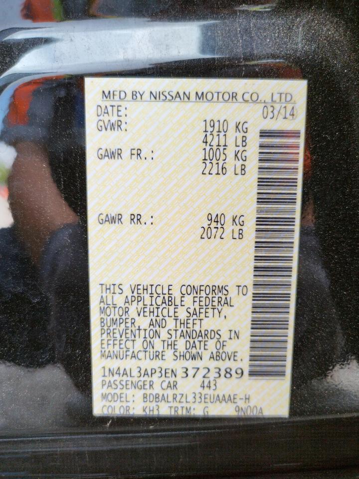 Photo 10 from auction – 2014 NISSAN ALTIMA with VIN 1N4AL3AP3EN372389