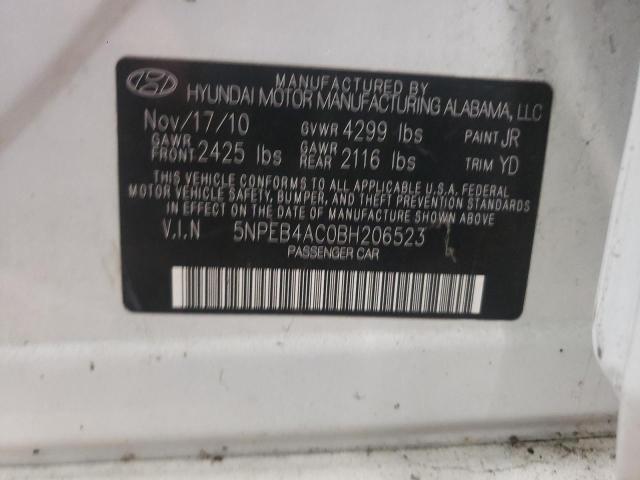 Photo 10 from auction – 2011 HYUNDAI SONATA GLS with VIN 5NPEB4AC0BH206523