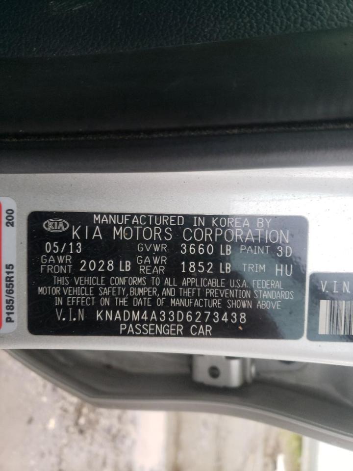 Photo 10 from auction – 2013 KIA RIO LX with VIN KNADM4A33D6273438