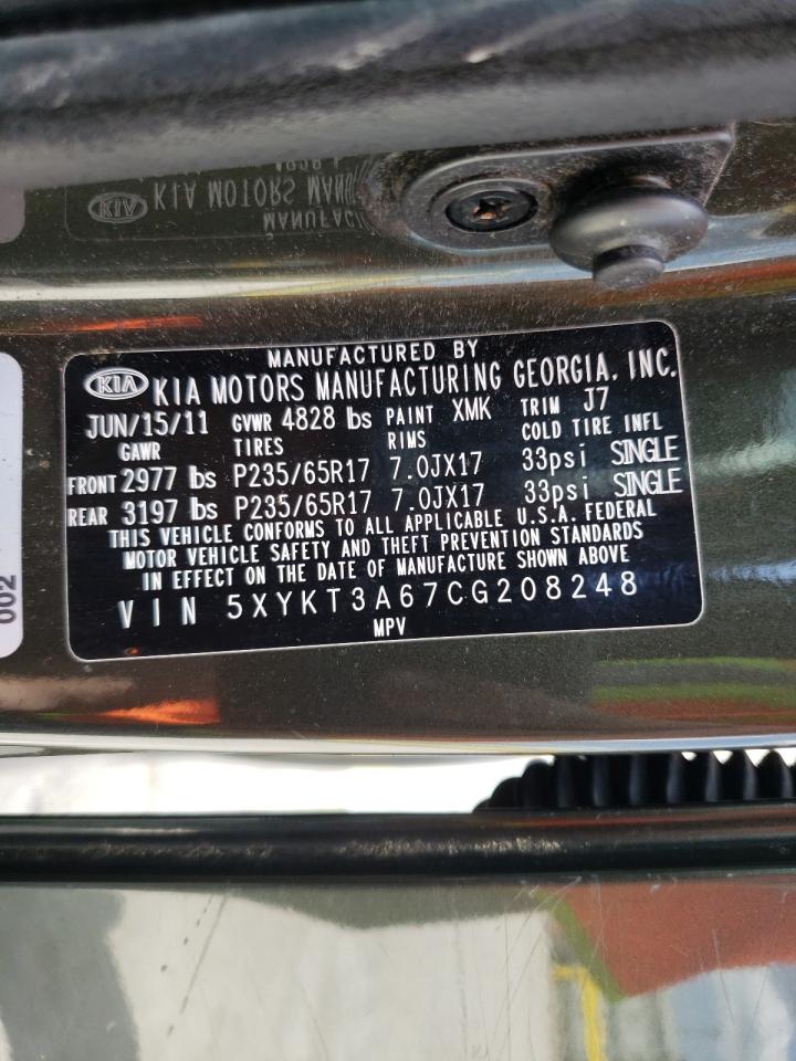 Photo 10 from auction – 2012 KIA SORENTO BA with VIN 5XYKT3A67CG208248