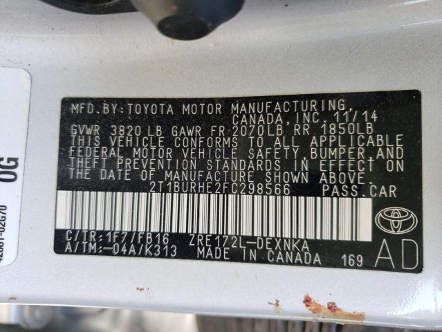 Photo 10 from auction – 2015 TOYOTA COROLLA L with VIN 2T1BURHE2FC298566