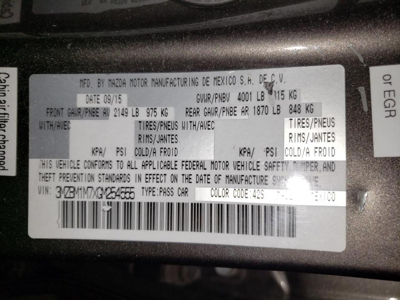 Photo 10 from auction – 2016 MAZDA 3 TOURING with VIN 3MZBM1M7XGM254555
