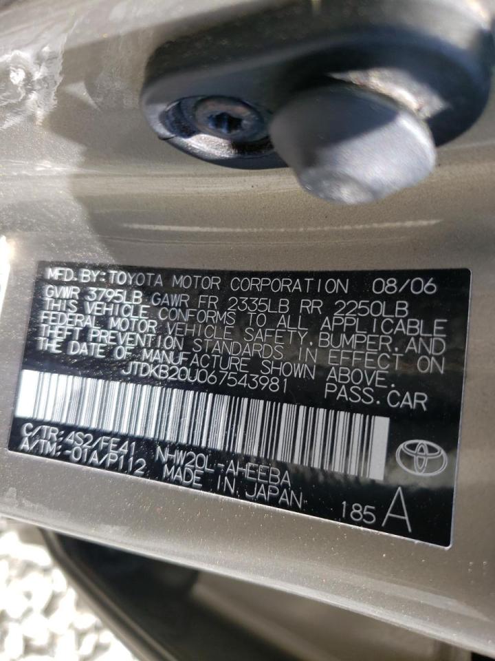 Photo 10 from auction – 2006 TOYOTA PRIUS with VIN JTDKB20U067543981