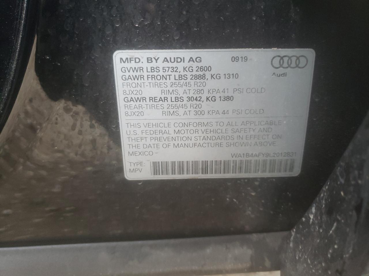 Photo 10 from auction – 2020 AUDI SQ5 PREMIU with VIN WA1B4AFY9L2012831