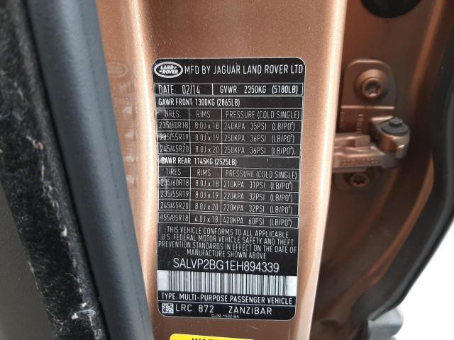 Photo 10 from auction – 2014 LAND ROVER RANGE ROVE with VIN SALVP2BG1EH894339