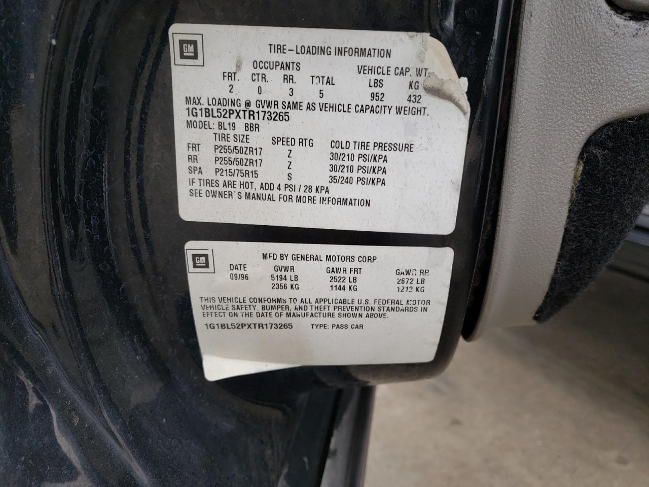 Photo 10 from auction – 1996 CHEVROLET CAPRICE with VIN 1G1BL52PXTR173265