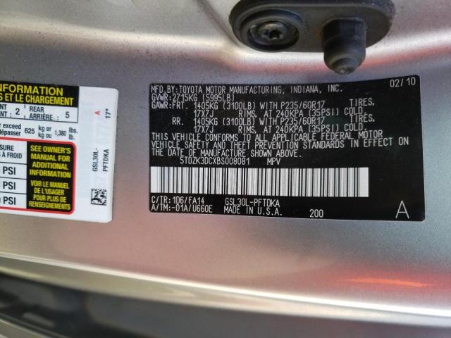 Photo 10 from auction – 2011 TOYOTA SIENNA with VIN 5TDZK3DCXBS008081