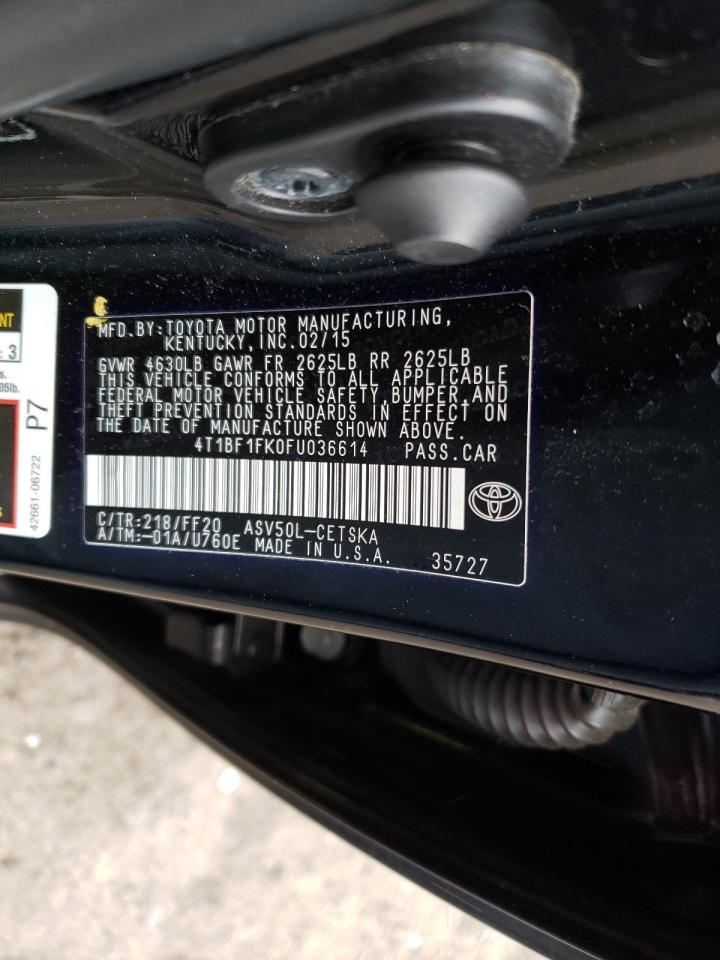 Photo 10 from auction – 2015 TOYOTA CAMRY LE with VIN 4T1BF1FK0FU036614