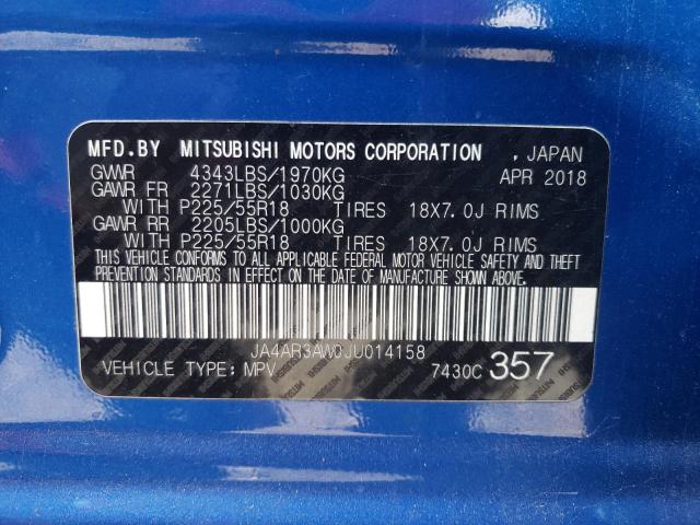 Photo 10 from auction – 2018 MITSUBISHI OUTLANDER with VIN JA4AR3AW0JU014158