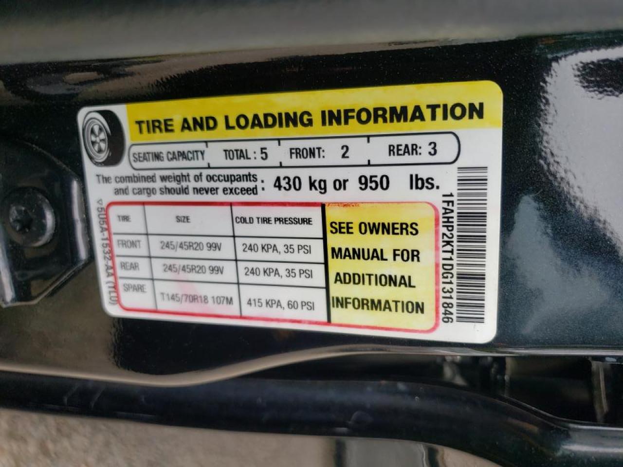 Photo 10 from auction – 2013 FORD TAURUS SHO with VIN 1FAHP2KT1DG131846